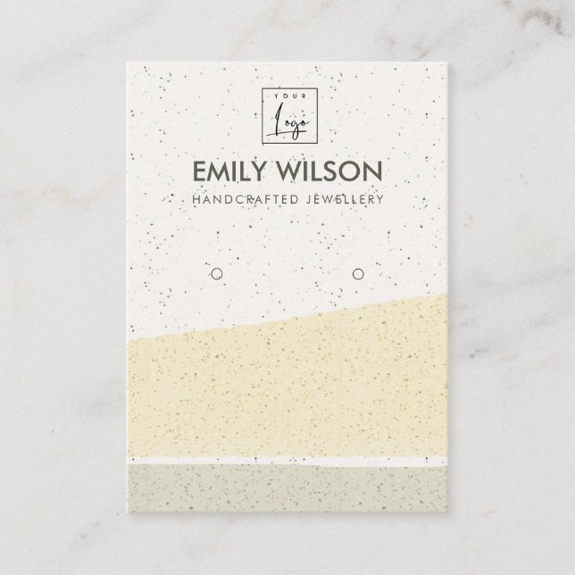 ABSTRACT YELLOW CERAMIC WAVES EARRING DISPLAY LOGO BUSINESS CARD (Front)