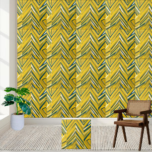 Abstract Yellow Chevron Pattern Ceramic Tile