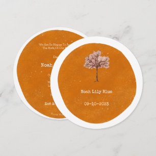 Abstract Yellow Circle Shape Pink Tree Card