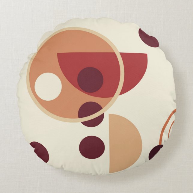 Abstract yellow circles dots  round pillow (Front)