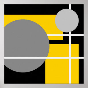 Abstract Yellow Gray Black White AP0001 Poster