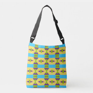 Abstract Yellow Green and Blue Pattern with Dots Crossbody Bag