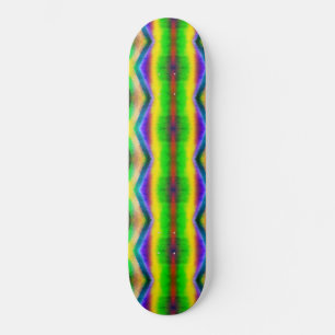 Abstract Yellow Green Blue Red Sawtooth Stripe Skateboard