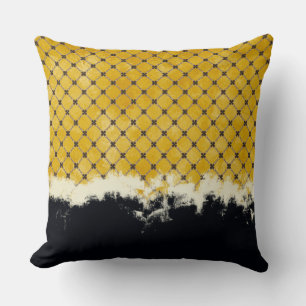 Abstract Yellow, Grey, Bronze Pattern Throw Pillow