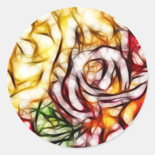 Abstract Yellow Light Rose Artistic Floral Glow Classic Round Sticker