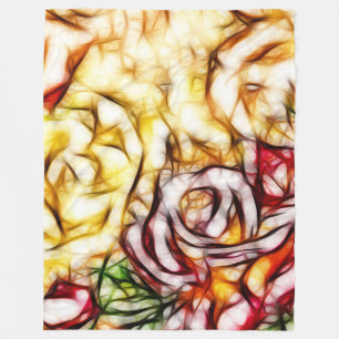 Abstract Yellow Light Rose Artistic Floral Glow Fleece Blanket