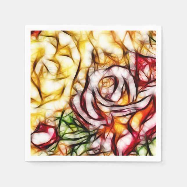 Abstract Yellow Light Rose Artistic Floral Glow Napkin (Front)