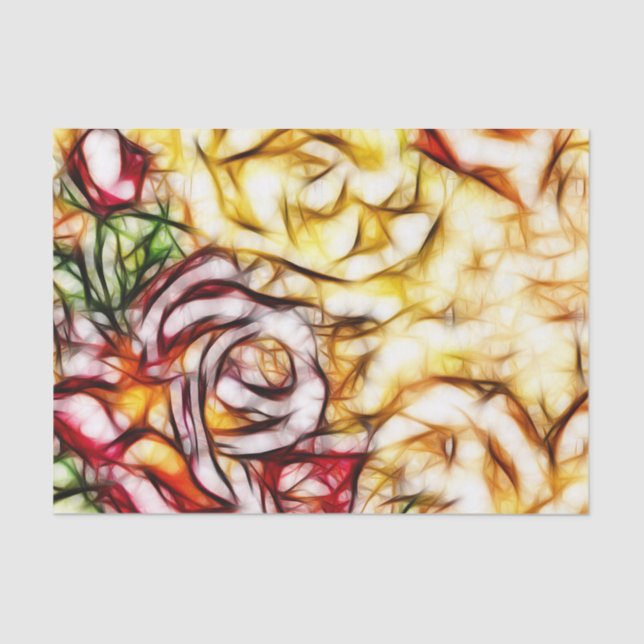 Abstract Yellow Light Rose Artistic Floral Glow Tissue Paper (Front)