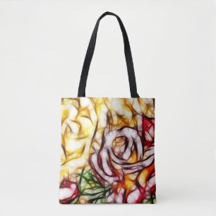 Abstract Yellow Light Rose Artistic Floral Glow Tote Bag