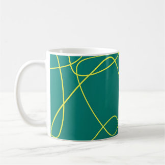 Abstract Yellow lines on a green Coffee Mug