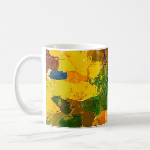 Abstract Yellow Oil Canvas Painting Coffee Mug