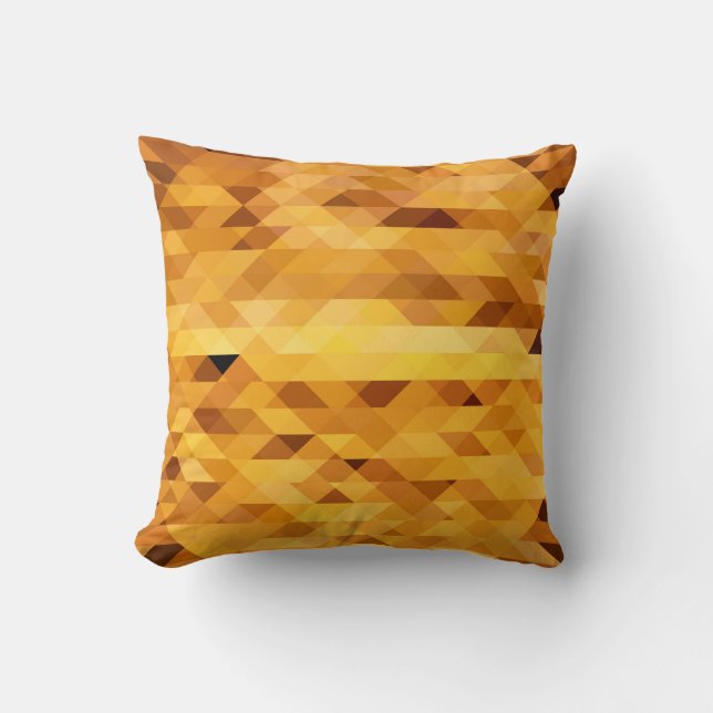 Abstract yellow orange digital mosaic polygonal te throw pillow (Front)