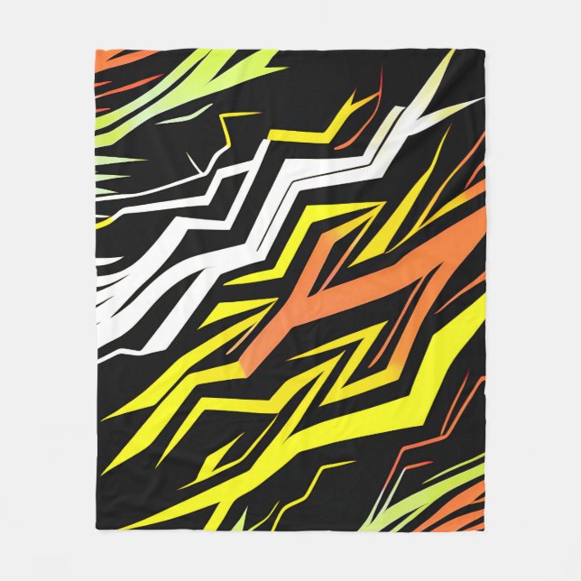 Abstract yellow orange Stripes Fleece Blanket (Front)