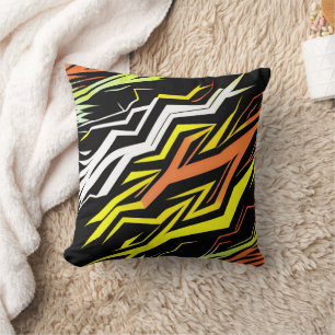 Abstract yellow orange Stripes Throw Pillow