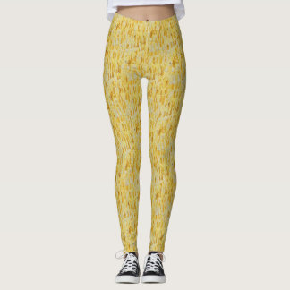 Abstract Yellow Pastel Impressionist Pattern Leggings