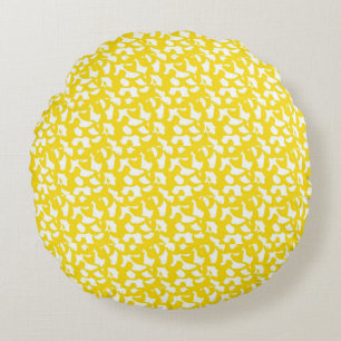 Abstract Yellow Pattern Art Design Cotton Round Pillow