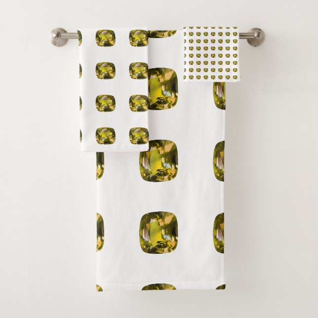 Abstract Yellow Pattern Bath Towel Set (Insitu)