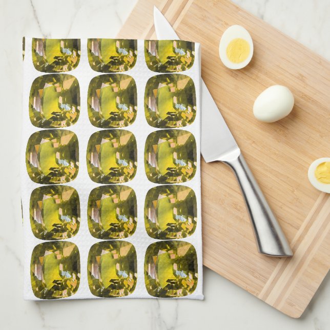 Abstract Yellow Pattern Kitchen Towel (Quarter Fold)
