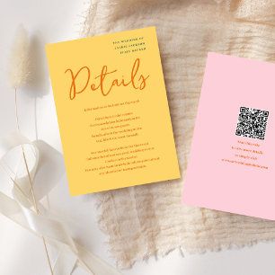 Abstract yellow & pink fun colours wedding enclosure card