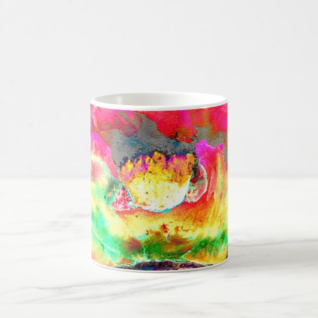 Abstract yellow pink watercolor floral painting  coffee mug (Center)