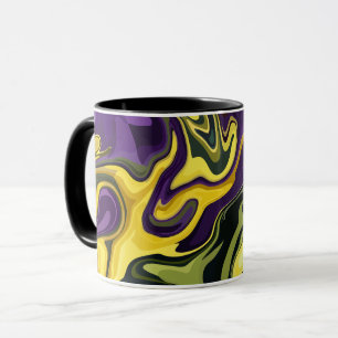 Abstract Yellow, Purple and green Fluid Art Mug