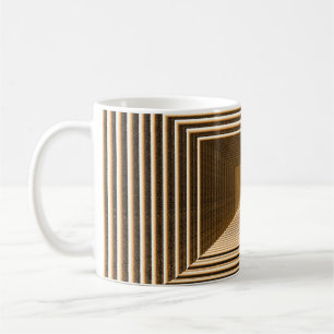 Abstract yellow pyramid includes in depth coffee mug