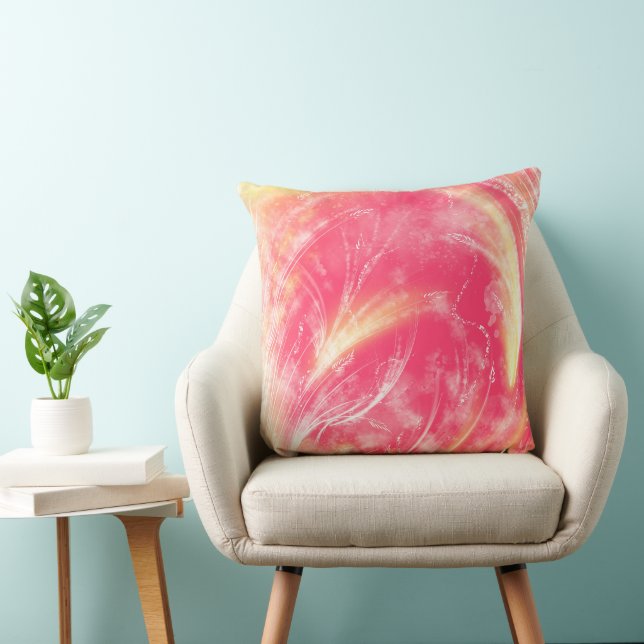 Abstract yellow red Dandelions and fireflies Throw Pillow (Chair)