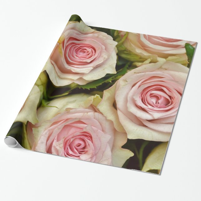 Abstract Yellow Roses Garden Elegant Floral Wrapping Paper (Unrolled)