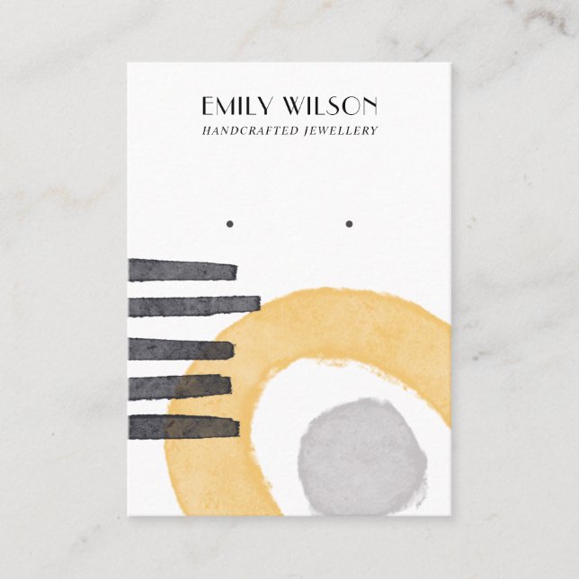 ABSTRACT YELLOW SHAPES STUD EARRING DISPLAY CARD (Front)