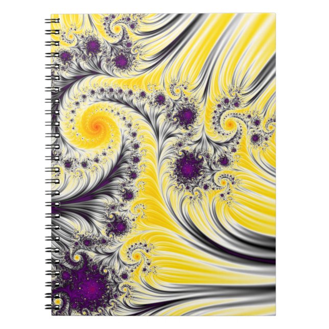 Abstract Yellow Silky Fractal Art Notebook (Front)