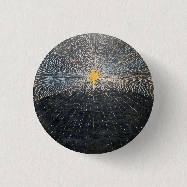 Abstract Yellow Starburst Mystic Celestial Cosmic 1 Inch Round Button (Front)