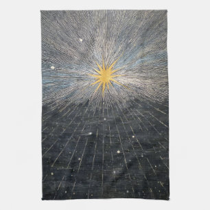 Abstract Yellow Starburst Mystic Celestial Cosmic Kitchen Towel