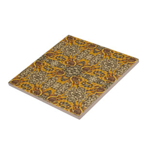 Abstract Yellow Sunflower Art Kaleidoscope Design Tile