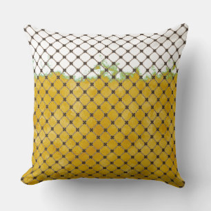 Abstract Yellow, White, Bronze Pattern Throw Pillow