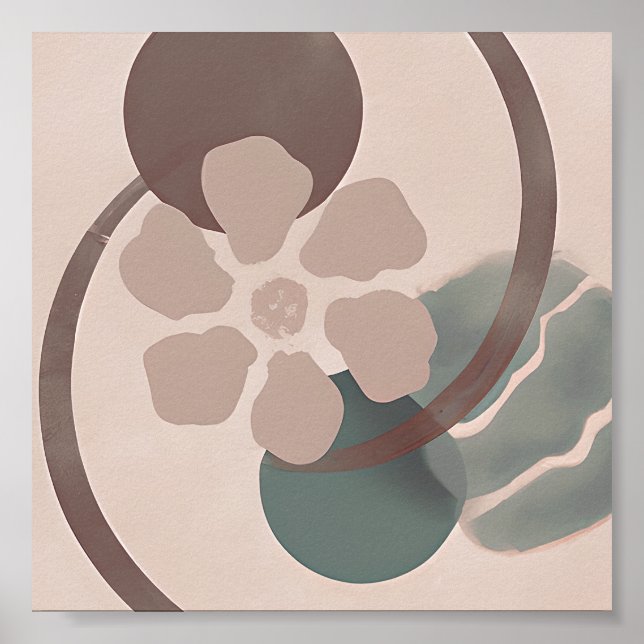 Abstract Yin Yang flower minimalist art  Poster (Front)