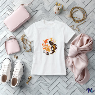 Abstract Yin Yang Koi Fish Art Design T-Shirt