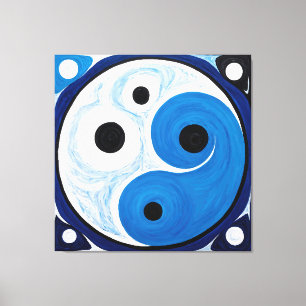 Abstract Yin Yang: Modernist Blue & White  Canvas Print