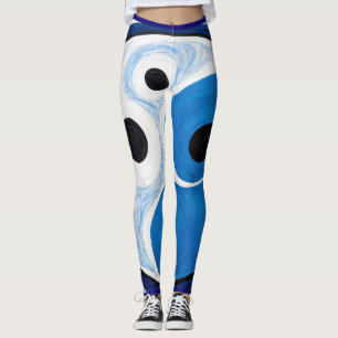 Abstract Yin Yang: Modernist Blue & White  Leggings