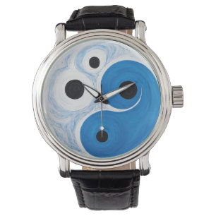 Abstract Yin Yang: Modernist Blue & White Watch