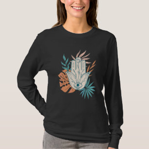 Abstract Yoga Symbol Hamsa Mandala Om With Tropica T-Shirt