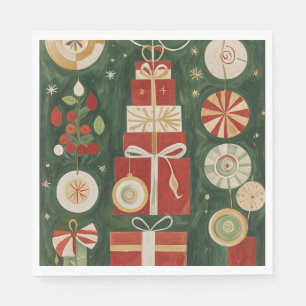 Abstract Yuletide Tapestry Napkin