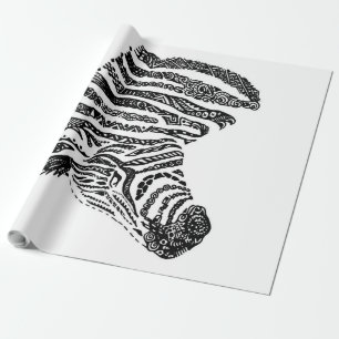 Abstract Zebra Canvas Black White Wrapping Paper