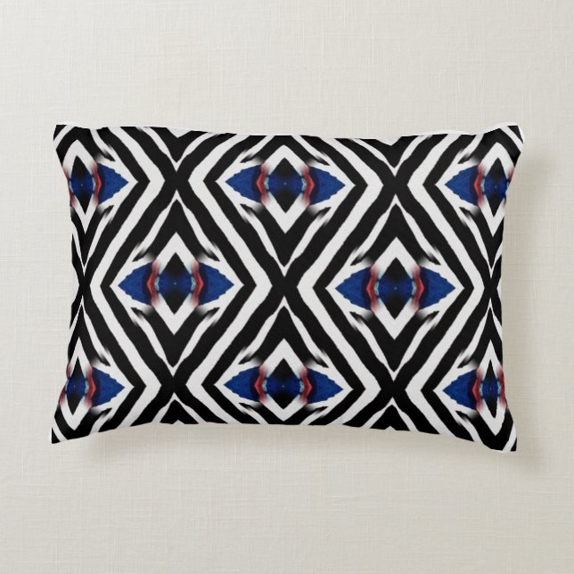 Abstract Zebra Diamond Pattern Accent Pillow (Back)