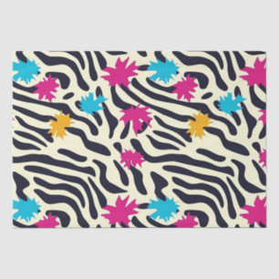 Abstract Zebra Stripes with Leaf Paint Splash Tissue Paper