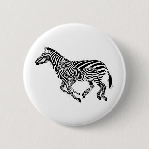 Abstract Zebras Mother and Child 2 Inch Round Button