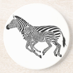 Abstract Zebras Mother and Child Coaster