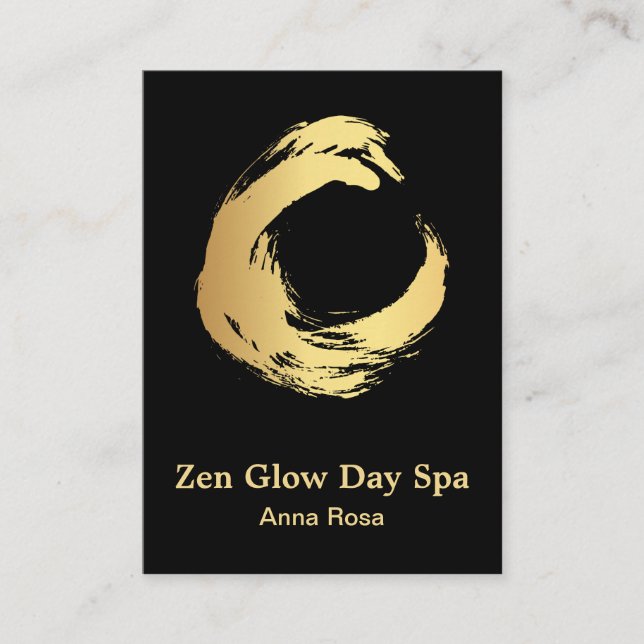 *~* Abstract Zen Gold Brush Reiki Meditation Business Card (Front)