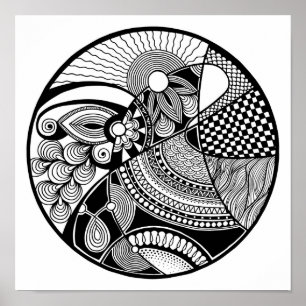 Abstract Zendala On Circle 2 Poster