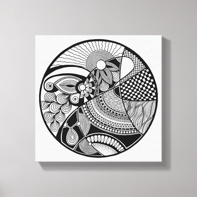 Abstract Zendala On Circle 6 Canvas Print (Front)