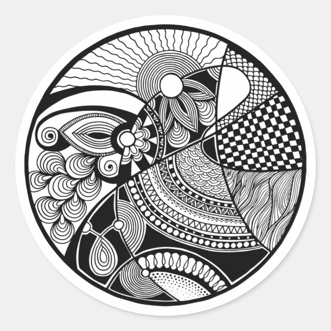 Abstract Zendala On Circle Classic Round Sticker (Front)